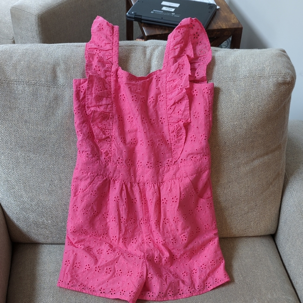 Janie & Jack Pink Eyelet Ruffle Romper Size 10 New